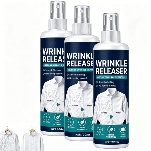 RAGUPEL 100Ml Instant Wrinkle Releaser Spray, Wrinkle Release Spray Travel Size, Smooths Creases in Seconds, No Iron, Travel-Ready, Static-Free & Fresh, Safe on Linen & Cotton (3Pcs)