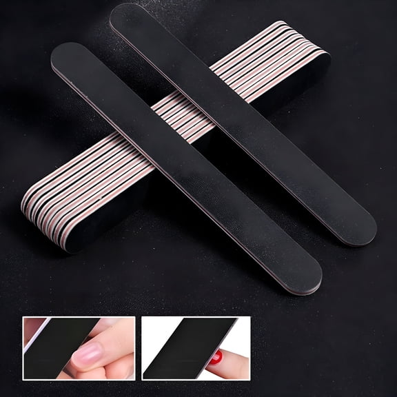 RAGUPEL 10Pcs Emery Board Large Area Wide Application Sandpaper Black Sand Red Heart Nail File for Salon
