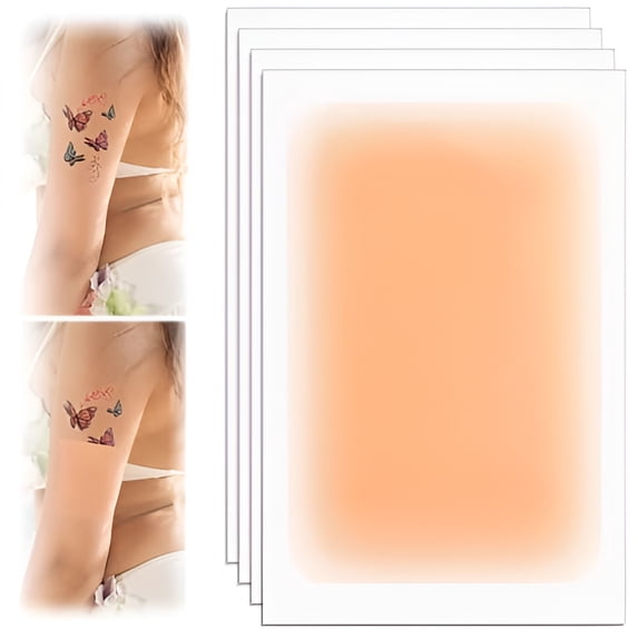 RAGUPEL 10Pcs Invisible Tattoo Cover Up Patch,Ultra-Thin Breathable Scar Tape,Waterproof Sweatproof Body Skin Makeup Sticker Concealer Pad for Tattoo,Scar,Birthmarks (Skin Color,4.72 X 3.38 Inch)
