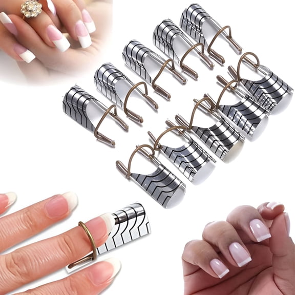 RAGUPEL 10pcs Reusable UV Gel Acrylic Nail Art Tips Extension Guide Form Tool, Protector French Nail Extension Forms for Manicure