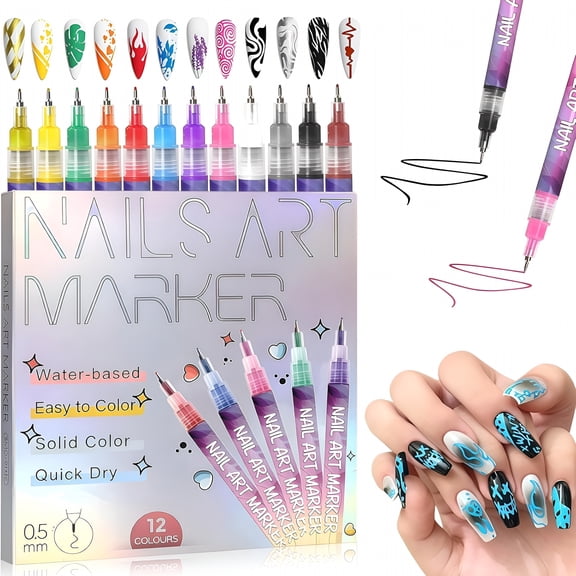 RAGUPEL 12 Colors Nail Art Pens for Painting Nails, Nail Markers for Nail Art, Nail Polish Pens for Kids, Nail Pens for Nail Art, Nail Polish Pens Quick Dry. (12 Colors)