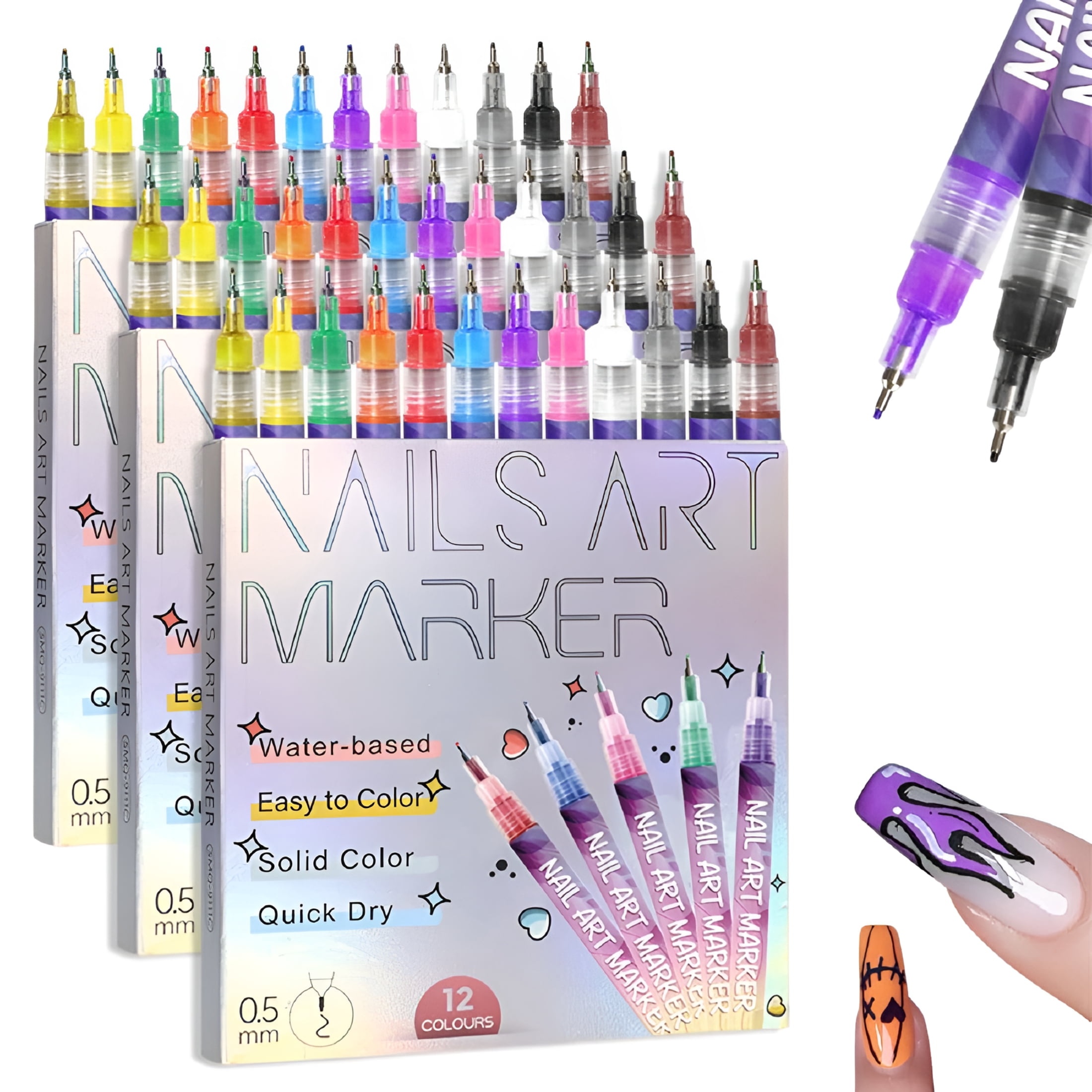 RAGUPEL 12 Colors Nail Art Pens Set,Nail Polish Markers,3D Polish Diy Nail Art Marker Drawing Painting Liner Pen,Quickly Dry Nail Art Nail Diy Decoration for Home Salon