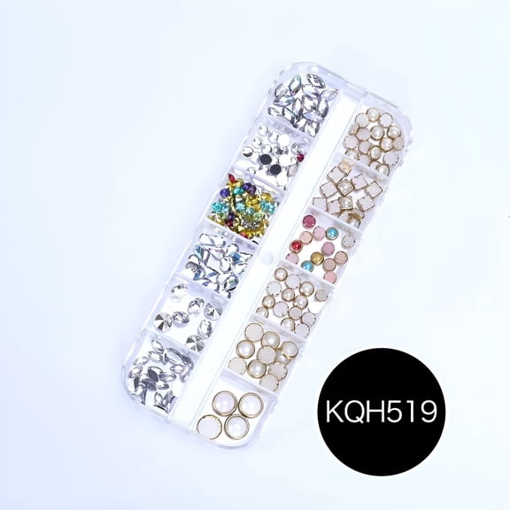 RAGUPEL 12 Grid/Box 3D Shiny Manicure Accessories,Transparent Ab Nail Rhinestones,Colorful Nail Art Kit