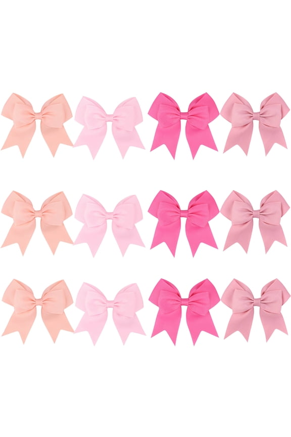 12 Pcs Baby Hair Accessories,Bright Candy-Color Bow Toddler Hair Clips,Secure Alligator Clip Kids Hair Accessories for Girls,Pink