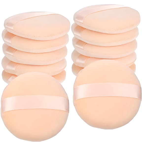 RAGUPEL 12 Pieces Cotton Powder Puffs Round Makeup Puffs Pads with Strap, Washable Large Face Body Powder Puffs for Loose Mineral Powder