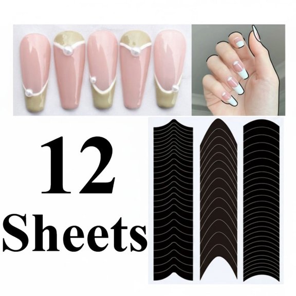 RAGUPEL 12 Sheets French Manicure Nail Art Tips Form Guide Sticker Polish Diy Stencil French Tip Stickers