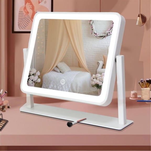 RAGUPEL 12"X14" Led Vanity Mirror with Lights,3-Color Dimmable Touch Control,Large Lighted Makeup Mirror,Usb-Rechargeable Cordless Design,Sturdy Metal Frame,Oversized Tabletop Mirror,Gift-Ready