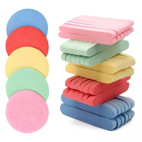 RAGUPEL 120 Pcs Facial Sponge Compressed,5 Colors Face Cleansing Sponge Estheticians Compressed Makeup Facial Sponge Round Wash Face Sponges for Women Compress Exfoliating Removal Sponge Mix-Color