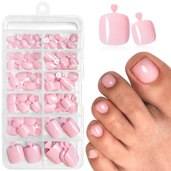 RAGUPEL 120Pc Press on Toenails Women Fake Toe Nail Press Ons,Light Pink Acrylic Toenail Press Ons Toes Nails Fake Toenails Glue on Toe Nail Tips Toe Press-On False Nails