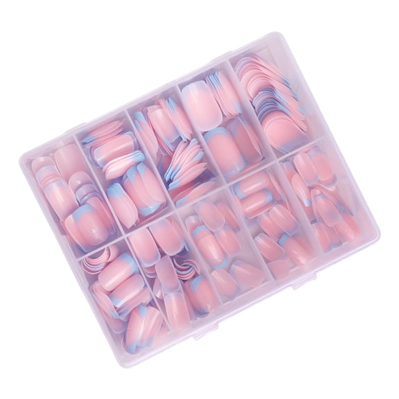 RAGUPEL 120X/Box Blue French Tip False Nails Tips Press on Nails Artificial Nails Full Cover Stick on Nails Manicures Supplies Press on Nails French Tip
