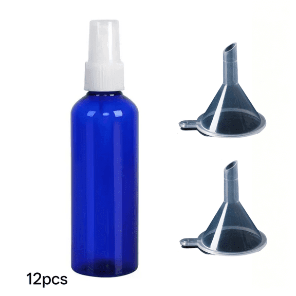 RAGUPEL 12Pack 30Ml Empty Refillable Glass Pump Bottle, 1Oz Blue Lotion Cream Essential Oil Shampoo Dispenser Travel Cosmetic Small Container (30Ml Blue 12Pcs)