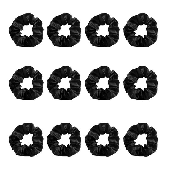 RAGUPEL 12Pcs Scrunchies,Satin Fabric Glossy and Smooth Hair Accessories for Women,Hair Scrunchies for Women's Hair,Black,Style6