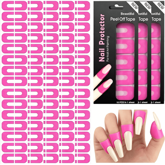 RAGUPEL 150 Pieces U Shape Nail Polish Protector Nail Guards Spill Proof Stickers Peel Off Nails Stickers for Diy(Pink)