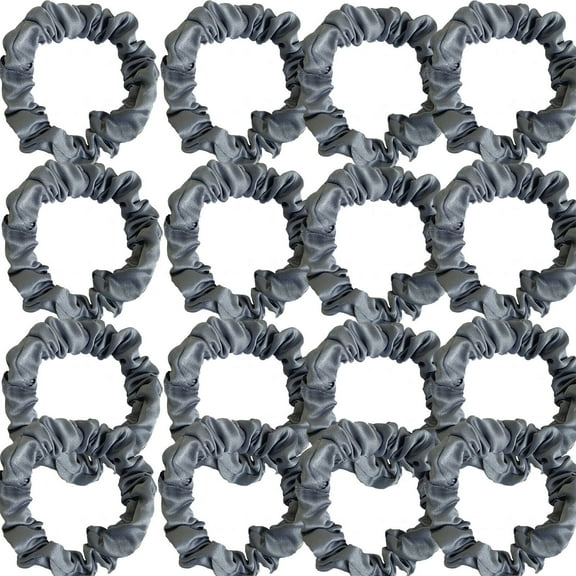 RAGUPEL 16 Pcs Scrunchies,Smooth and Soft Satin Hair Accessories for Women,Create Effortless and Stylish Looks Silk Scrunchies,Gray