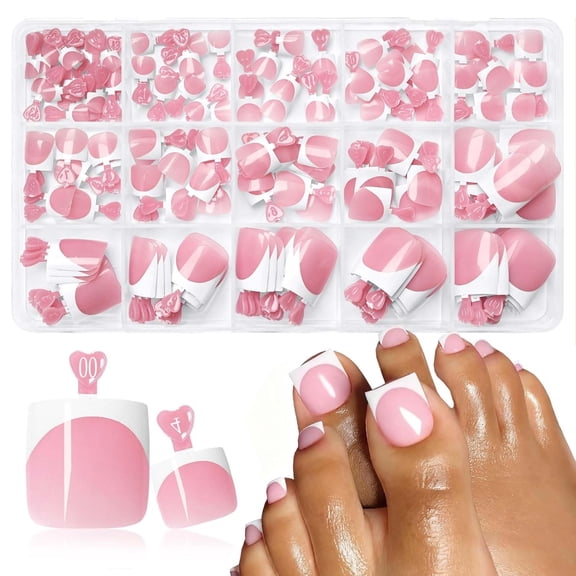RAGUPEL 160Pc French Tips Press on Toenails Women Fake Toe Nails with Glue Tabs,Berry Pink Fake Toenails Press on Nails Short Square Acrylic Toe Nail Tips False Toenails Feet Artificial