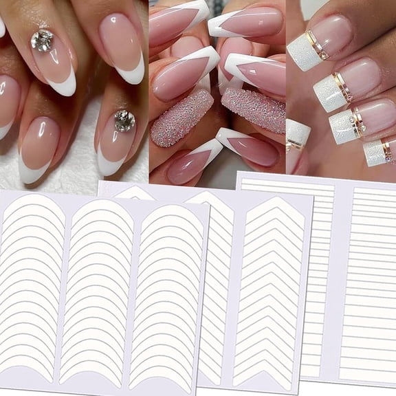 RAGUPEL 1752 Pieces 3 Designs French Manicure Nail Art Stickers,Self-Adhesive Nail Tips Guides for Diy Decoration Stencil Tools (36 Sheets) Precise Convenient Durable French Tip Stickers