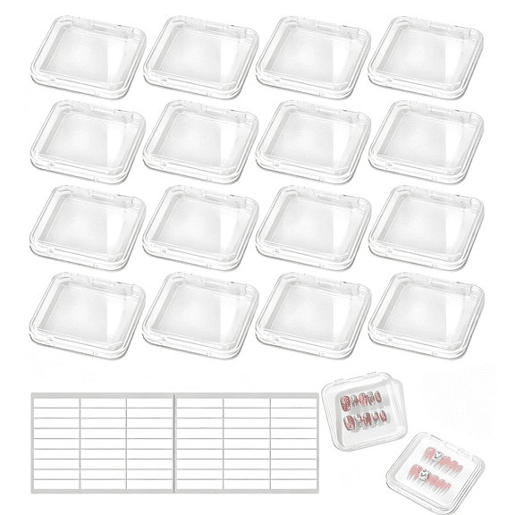 RAGUPEL 18Pcs Press on Nail Cases,Artificial False Nail Storage Box Container with 60 Adhesive Double Nail Cases