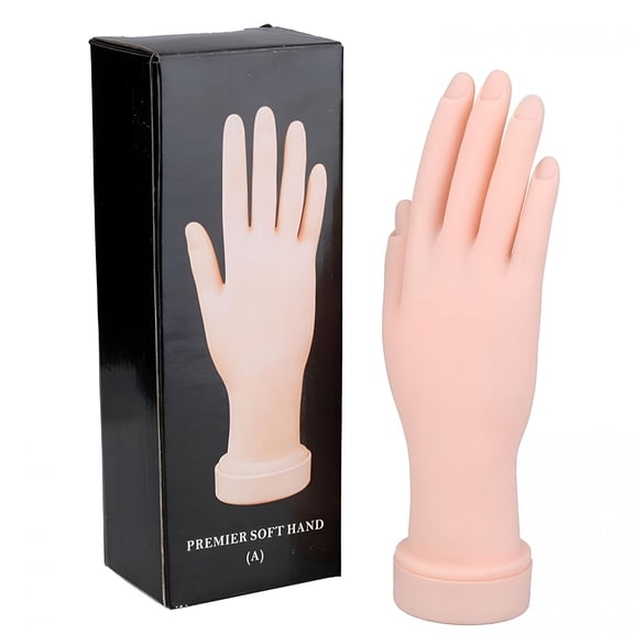 RAGUPEL 1Pcs Silicone Practice Hand for Nail Training with 48 Adhesive Tabs,Fake Hand for Acrylic Nails,Flexible Reusable Mannequin Hand Model for Gel Polish,Manicure and Nail Art Practice