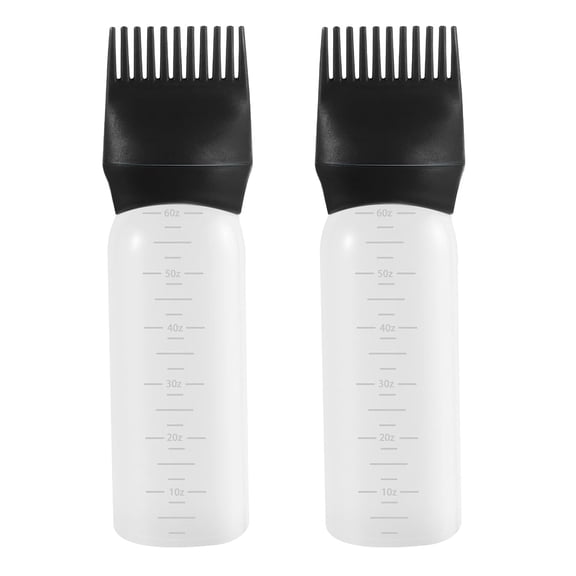RAGUPEL 2 Pack Root Comb Applicator Bottle 6 Ounce,Oil Applicator for Hair Dye,Hair Oiling Bottle Applicator Brush with Graduated Scale
