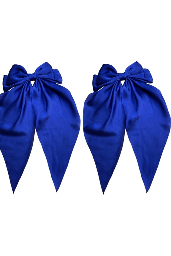 2 Pcs Big Bows for Girls,15" Secure Spring Clip Kids Hair Accessories for Girls,3D Double-Layered Bow Hair Ribbons,Blue