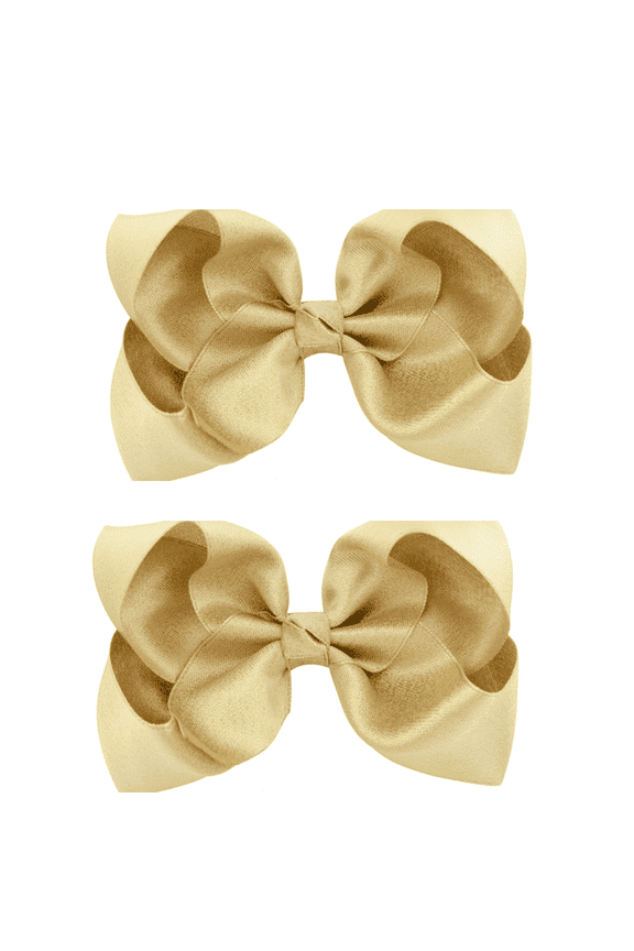 2 Pcs Big Bows for Girls,Secure Grip Hair Bows for Girls,Soft Finish Sleek Look Bows for Hair,Gold