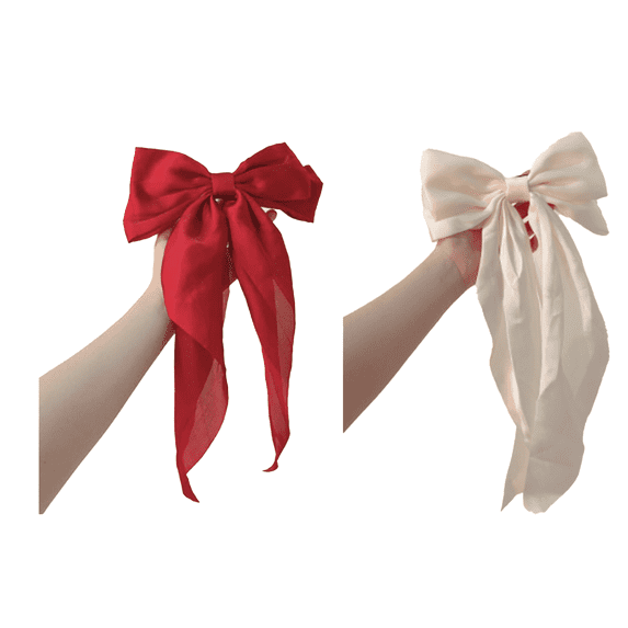 RAGUPEL 2 Pcs Bows for Women,Bow Design Hair Bows for Girls,Satin Craft Comfortable Spring Clip Bow Hair Clips,Black&Red