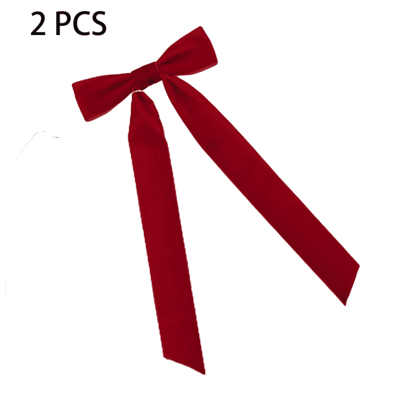RAGUPEL 2 Pcs Hair Bows,Handcrafted Bow with Ribbon Hair Barrettes,Luxurious Velvet Bows for Women,Red