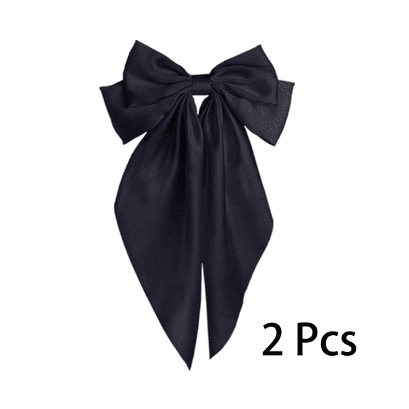 RAGUPEL 2 Pcs Hair Bows for Women,Soft Chiffon Fabric Hair Barrettes,Secure Spring Clip Hair Clips for Styling,Black