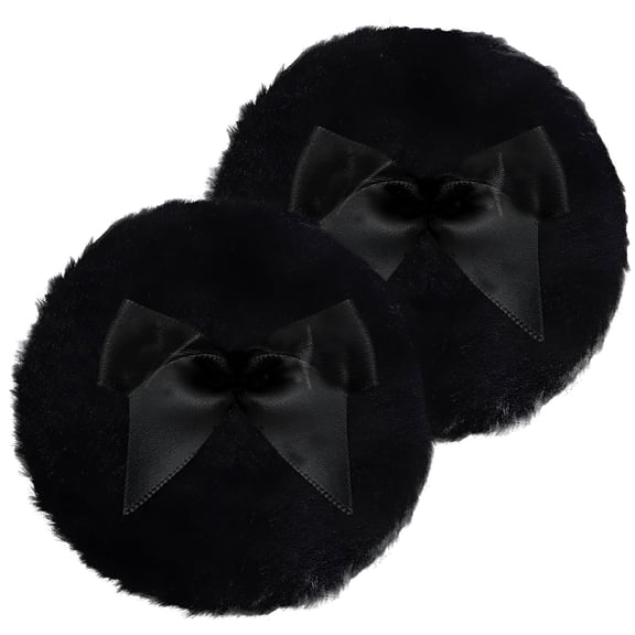BPPEG 2 Pcs 3.5" Ultra Soft Washable Velour Face Body Powder Puff Black