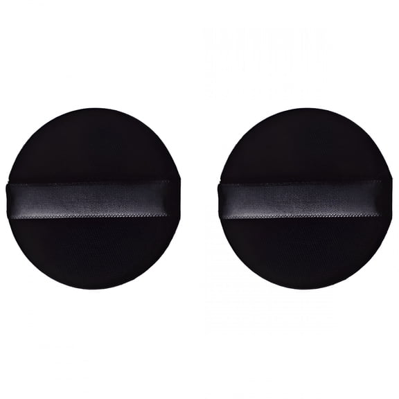 BPPEG 2 Pcs Velour Powder Puff with Ribbon for Face Setting Powder Black