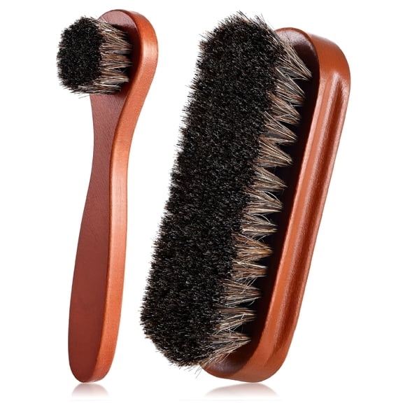 RAGUPEL 2-Piece Horsehair Shoe Brush Shine Kit, Shoe Polish Kit, Leather Shoes Boot Cleaning Brush Care Clean Dauber Applicators