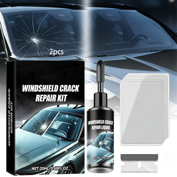 RAGUPEL 2 Set Windshield Crack Repair Kit,2026 Glass Cracks Gone Repair Kit,Vehicles Windshield Chip Repair Kit,Universal Repair Liquid for Window,Mirrors,Glass