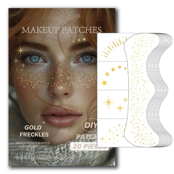 RAGUPEL 20 Pcs Makeup Patches,Glitter Freckles Patches with 5 Shapes - Sparkling Self-Adhesive Face Jewels for Festival, Rave; Party Makeup - Waterproof Face Glitter Stickers for Women &Amp; Teens