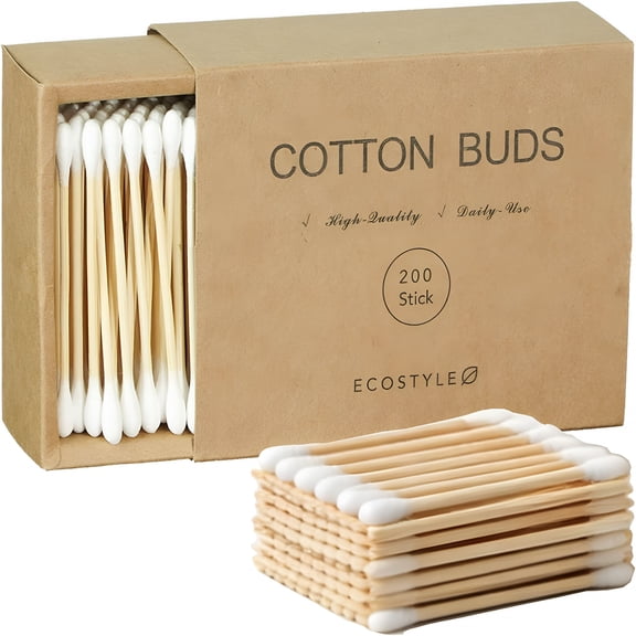 RAGUPEL 200 Count Double Tipped Cotton Swabs | Premium Pure Cotton with Sturdy Burr-Free Wooden Sticks | Multi-Use for Beauty Touch-Ups,Household Cleaning,Pet Grooming&Personal Care