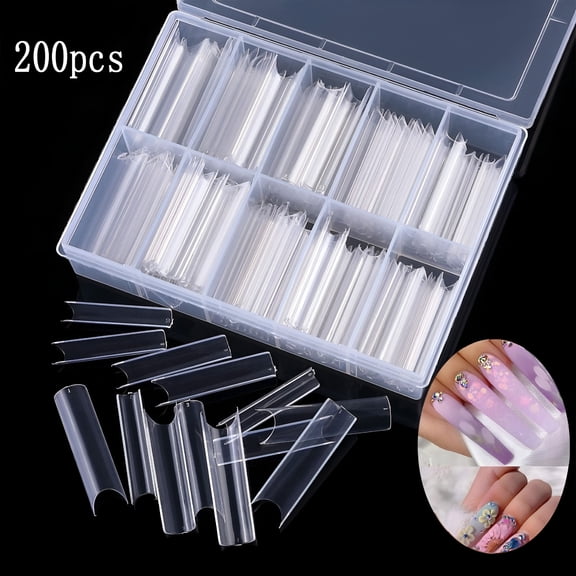 RAGUPEL 2026 New 200 Ct Xxl Long Straight Square Shape Tips for Acrylic False Nail with Box Square Nail Tips Gel X for Salon, Home, Parties, Cosplay, Nail Art (Clear)