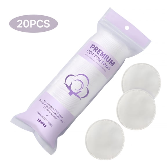 RAGUPEL 2000 Pcs Ultra Soft Cotton Rounds,Stitched,Double-Layered,Hypoallergenic,Lint-Free,20 Pack with 100 Count Each,Facial Cleansing Pads for Face,Eye Makeup Removal