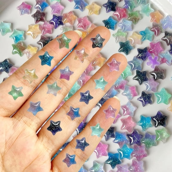 RAGUPEL 200Pcs Colorful Stars Nails Charms 3D Resin Shiny Five Pointed Star Nail Rhinestones Pentagram Nail Accessories Colorful Star Nail Jewelry Stars Nail Gems Five Pointed Star Nail Supplies