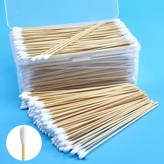 RAGUPEL 200Pcs Cotten Swab Applicators,6 Inch Long Wooden Cotton Swabs - Cleaning Gun Sterile Medical Q Sticks Tips Applicator with Wood Handle - Makeup & Ear Cleaner Remover Tools