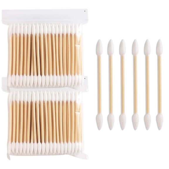 RAGUPEL 200Pcs Pointed Tip Cotton Swabs,Precision Tip Cotton Swabs with Wooden Sticks,Double Side Cotton Buds for Makeup,Personal Care,Nail Polish Clean Up Tool,Nail Polish Corrector Swabs