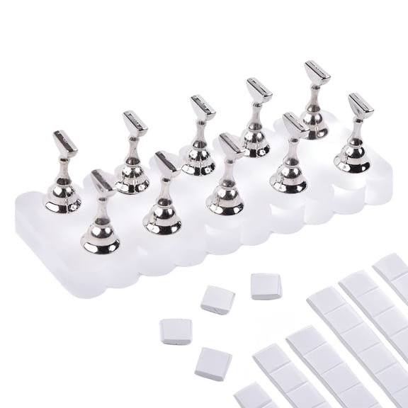 RAGUPEL 2026 New 1 Set Nail Stand for Press On, Big Wave-Shaped Acrylic Nail Holder for Painting Nails Magnetic Nail Art Practice Display Stands Holders with 48 Pcs Reusable Adhesive Putty
