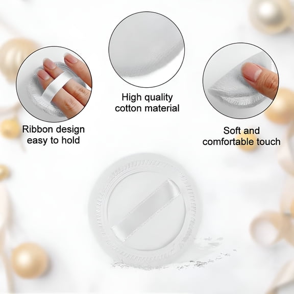 RAGUPEL 2026 New 10 Pack Powder Puff Cotton Cosmetic Powder Makeup Puffs Pads Makeup with Ribbon Face Powder Puffs for Loose and Foundation