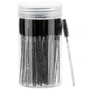 RAGUPEL 2026 New 100 Pcs Disposable Eyebrow Spoolies Brush for Eyelash Extensions, Black Lash Brushes with Container