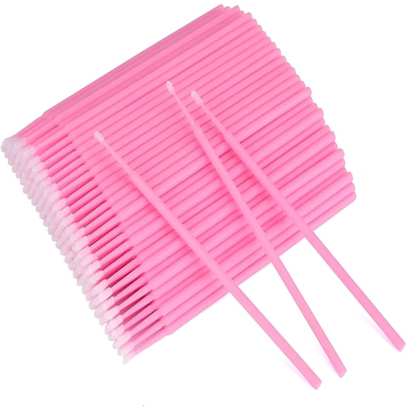 RAGUPEL 2026 New 100Pcs Micro Brush Applicator-Pink Micro Mascara Wands-Disposable Micro Brushes-Micro Lash Lift Brush Applicators-Micro Fibre Lash Brushes for Eyelash Extensions,Nail Polish&Crafts