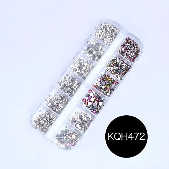 RAGUPEL 2026 New 12 Grid/Box 3D Shiny Manicure Accessories,Transparent Ab Nail Rhinestones,Colorful Nail Art Kit for Nail Salon,Home Diy,Manicure,Nail Art