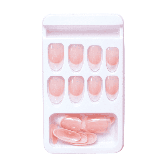 RAGUPEL 2026 New 2 Pcs Glue on Nails for Women French Circle Short Square Press on Nails Creative Design Stick on Nails for Women for Nail Art Quick Styling Manicures Beauty Diy Nail Designs