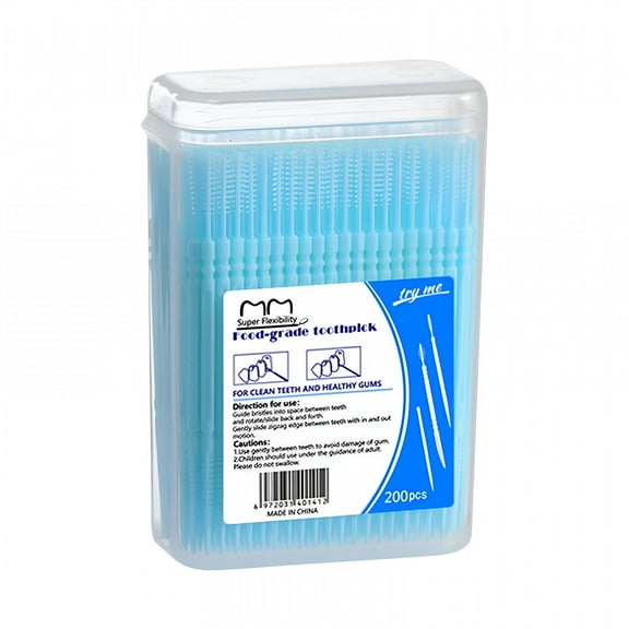 RAGUPEL 2026 New 200Pcs Dental Floss Picks, Double-Head Flossers with Holder, Disposable Plastic Toothpicks for Braces & Teeth Cleaning, Mint Flavored Interdental Brushes for Oral Care