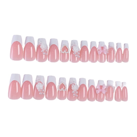 RAGUPEL 2026 New 24 Pcs Acrylic Press on Nails Time-Saving & Effortless French Tip Press on Nails Exquisite Patterns Express Individuality Square Press on Nails Style6