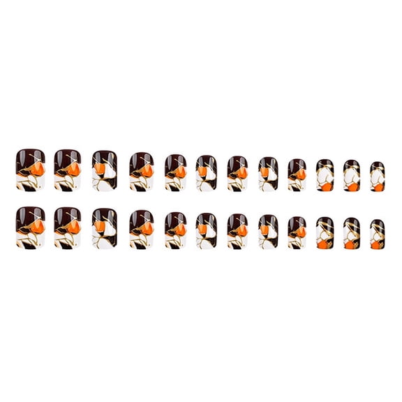 RAGUPEL 2026 New 24 Pcs Nails Press Ons No Need for Uv Lamp Press on Nails Time-Saving Exquisite Patterns Fake Nails Gold