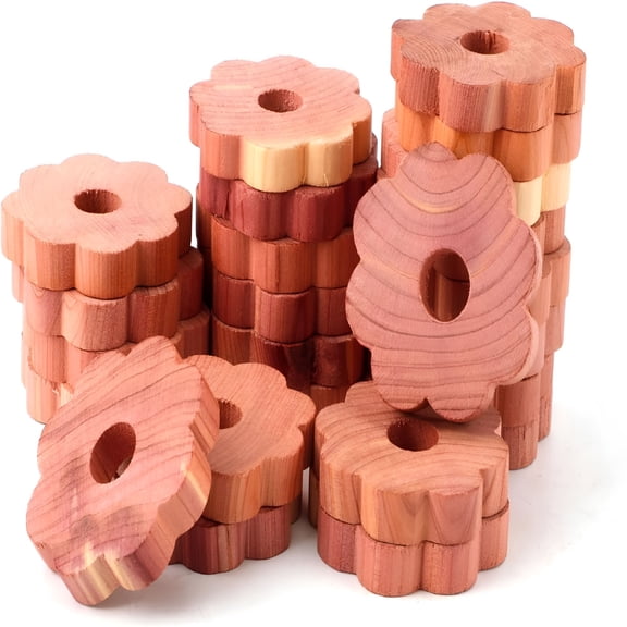 RAGUPEL 2026 New 24Pcs Cedar Chips for Clothes Storage,1.77X0.31In Cedar Rings Wood Cedar Blocks Redolent Cedar Rings for Houses Drawers Closets Shoebox Clothes Storage
