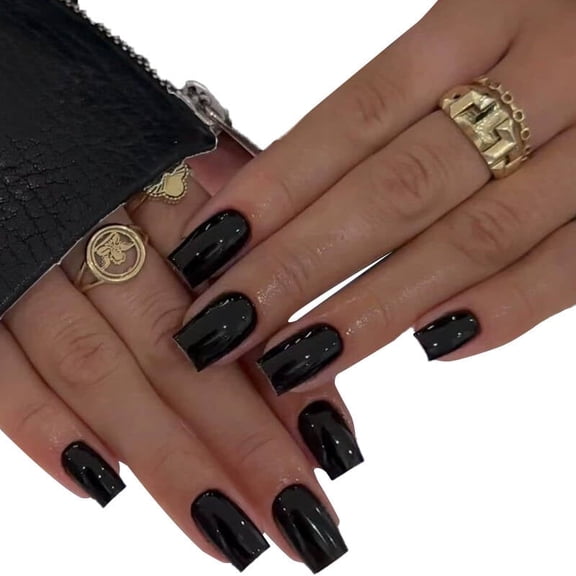 RAGUPEL 2026 New 25Pcs Fake Nails Exquisite Nails Press Ons,Arc Fit Suitable for All Nails Press on Nails for Women,Style2,Black